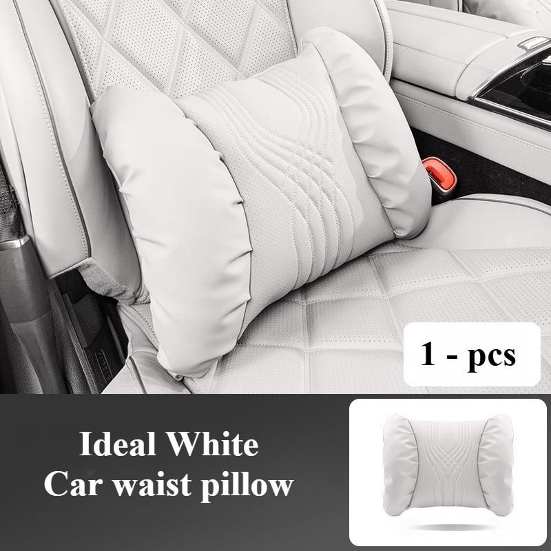 HQZQB1 Luxury Nappa Leather Car Neck Pillow and Seat Pillow Soft Car Headrest Waist Pillow Seat Accessories Car Headrest and Lumbar Set