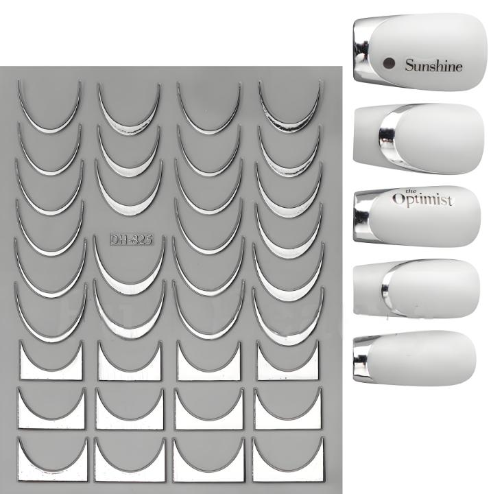 Metal Mirror Nail Stickers Gold Silver Nail Art Decals Colorful Sliders Manicure Decor Nail DIY