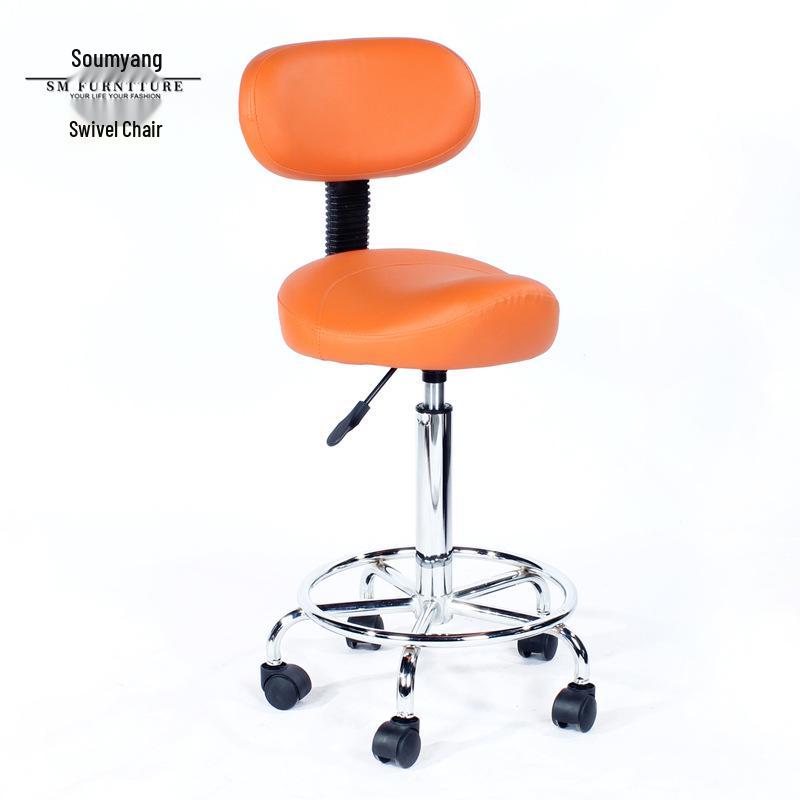 Banco Giratório de Sela com Encosto - Cadeira Minimalista para Uso em Salão, Laboratório ou Barbearia