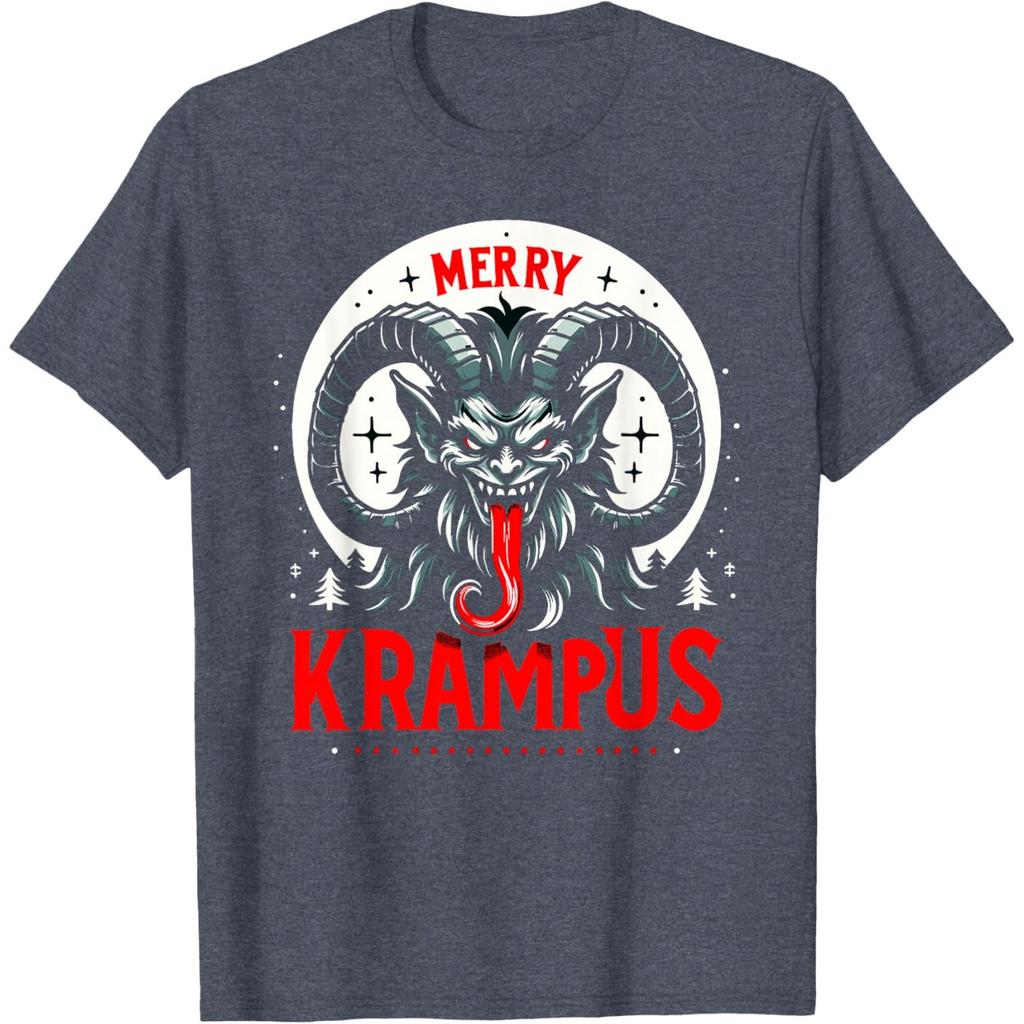 Krampus Graphic Tee Funny Merry Krampus Anti Santa Claus Print Casual Round Neck T-Shirt