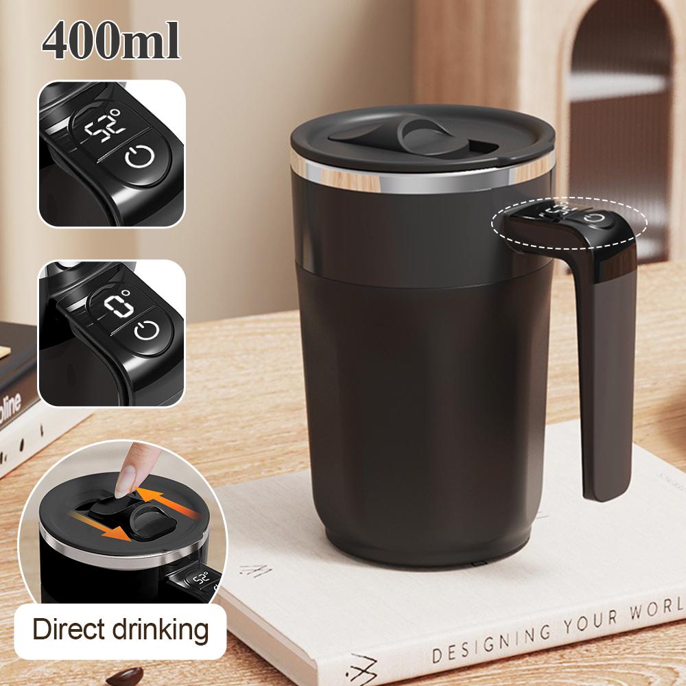 400ML Self Stirring Coffee Mug with Temperature Display Stainless Steel Mixer Rechargeable Automatic Stirring Cup with Lid 301-400ml