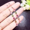 Exquisite Russian Purple Gold Water Drop Colored Treasure Crystal Long Earrings Rose Gold Plated Rainbow Zircon Earrings Women