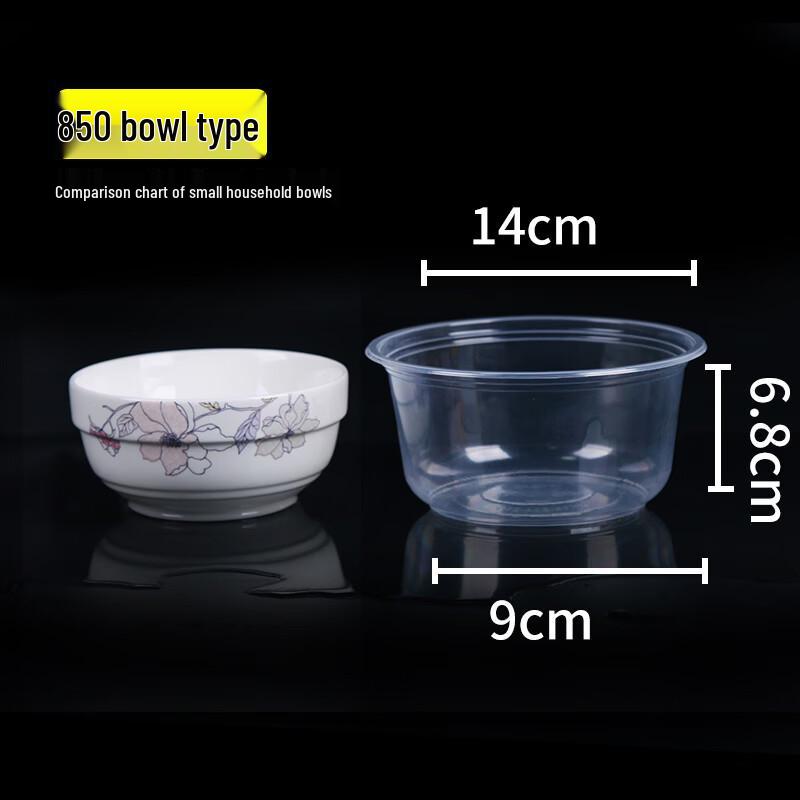 Round Disposable Plastic Bowls (850ml, 100 Count)