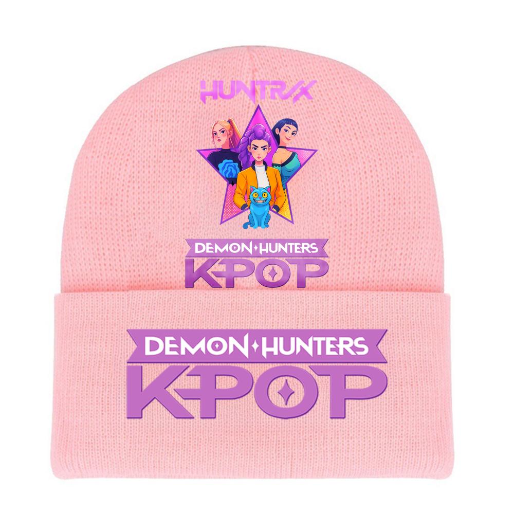 Kpop Demon Hunters HUNTRIX SAJABOYS Letter Printed Rolled-edge Woolen Knitted Cap Thickened Cold Season Adult Hat Fans Birth Date Present