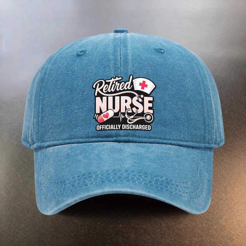 Washed Hat with Official Nurse RetireUnisext Design Casual Sunshade Baseball Cap Fashionable Couple Essential Hat Official Nur