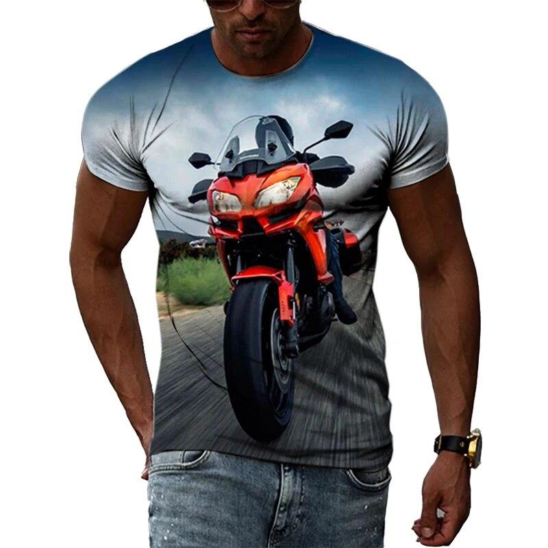 Móda Muži Motocyklová trička s grafikou Léto Ležérní Trend Potištěná trička Osobnost Kulatý výstřih Oversized Topy s krátkým rukávem