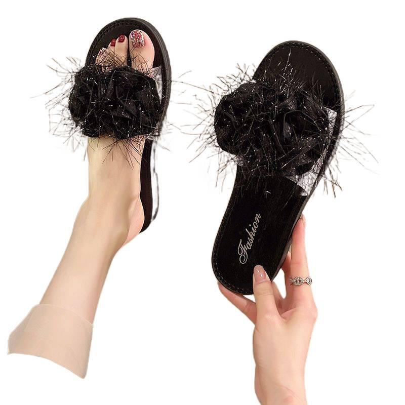 Slippers 2025 Word Summer New Wear Mao Mao Fashion Casual Flat Bottom
