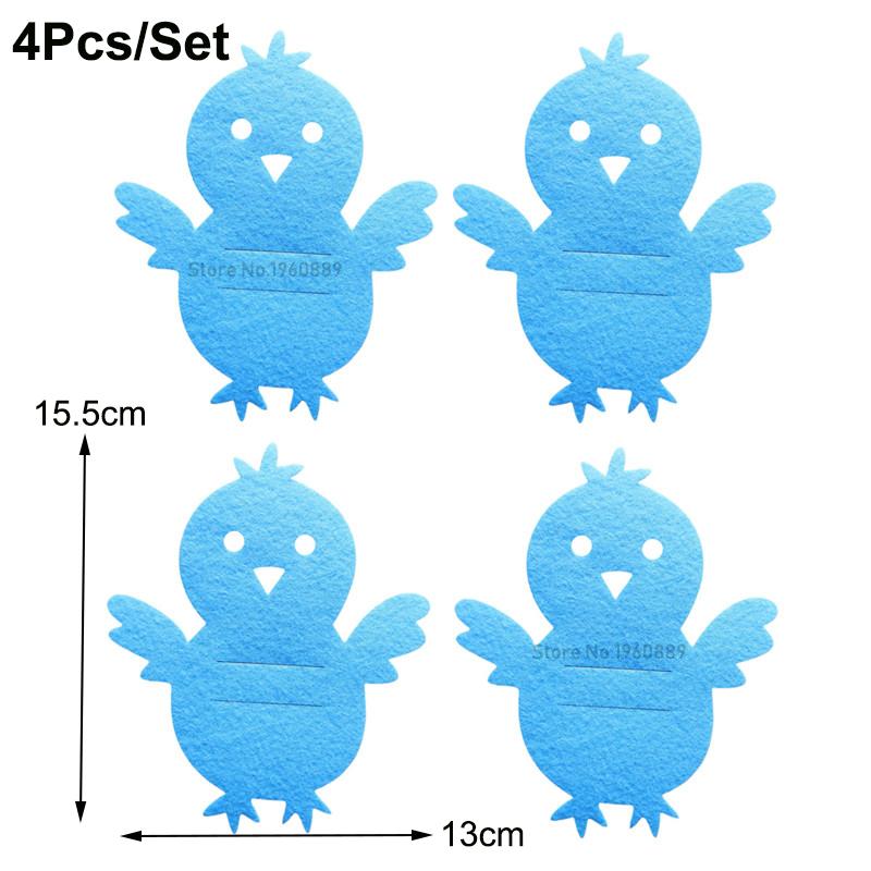 4Pcs Easter Knife Fork Holder Tableware Bag Non-woven Chick Rabbit Cutlery Bag Organizer Easter Bunny Party Supplies Home Decor