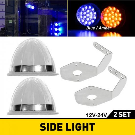 LED Watermelon Light Indicator Side Marker Clearance Truck Trailer W/ Bracket 2X