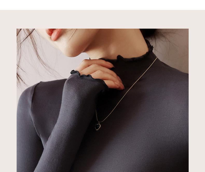 Women's Stylish High-Neck Ruffled Long Sleeve Top - Slimming and Flattering for Autumn/Winter