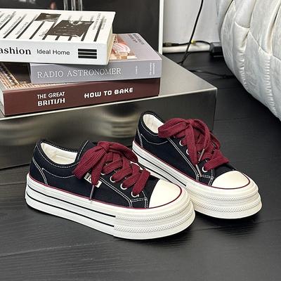 6 Autumn New Platform Canvas Shoes Versatile Classic Heightening Cloth Shoes Daily Wear Round Head White Shoes