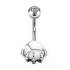 Multi-Color Turquoise Belly Button Ring with Skull and Ball Design