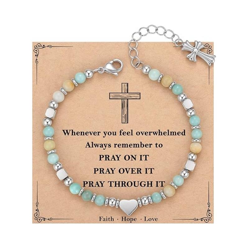 

JYL TS Bracelet Adjustable Lobster Clasp Heart Pendant Enhances Relationship Luck pray on it робін яйця, синім кольором