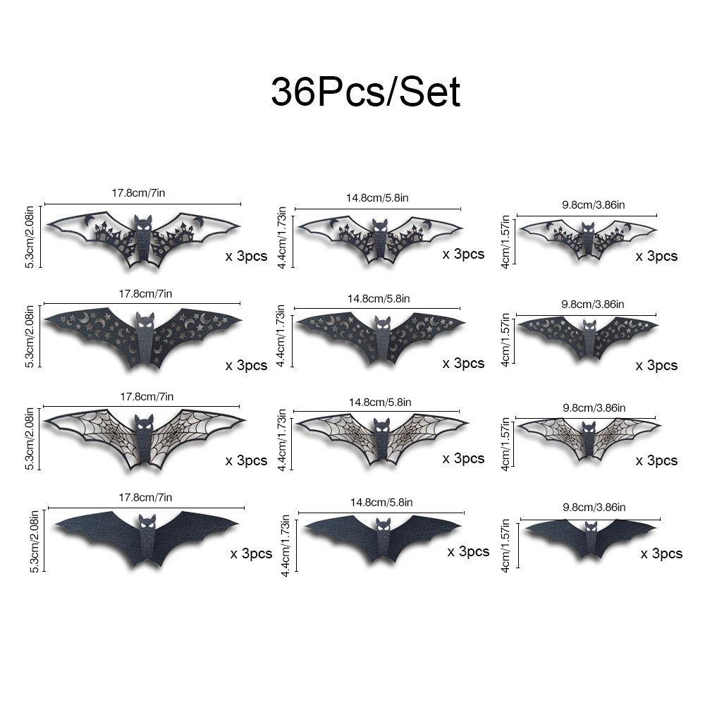 3D Bat Wall Stickers Hollow Out Black Bat Mini Halloween Decoration For DIY Halloween Party Horror House Scary Decal Decor TMZ