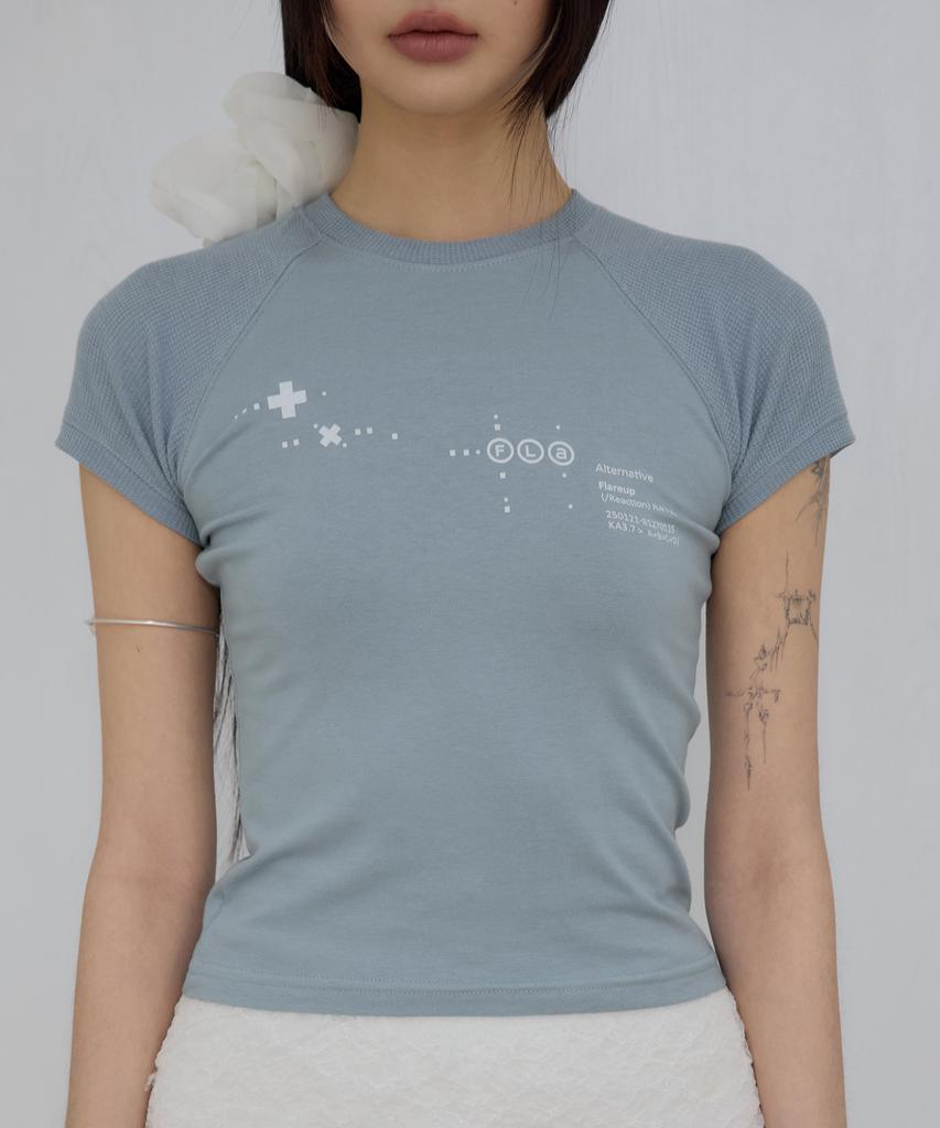Peulleeoeob Muta Waffle Raglan T-Shirt (Fl-154_Sky)