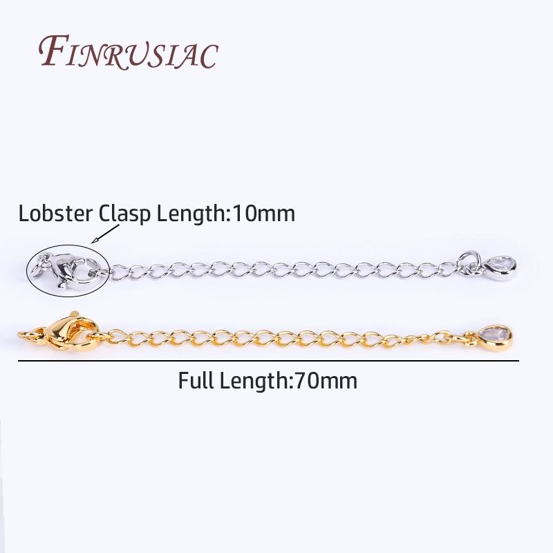 8 Types Full Length 70mm 18K Real Gold Plated Brass Extended Extension Tail Chain with Lobster Clasps, Chain Extender