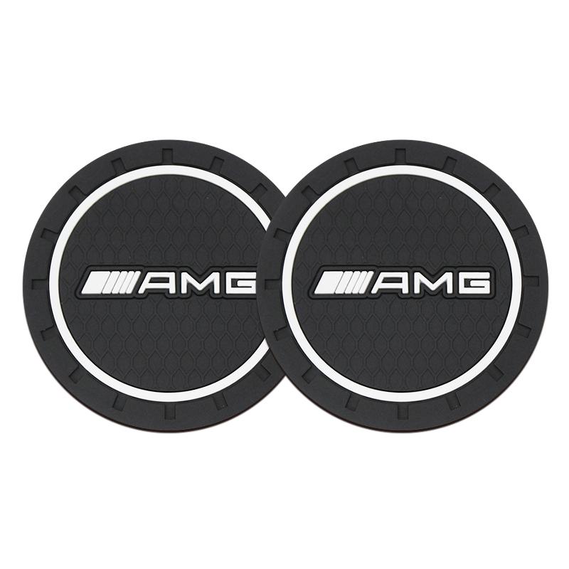 For Benz S-W222Pcs Premium Silicone AMG Car Water Cup Holder Coaster Anti-Slip Mats For Mercedes Benz W213 W204 W205 W177 GLC Auto Accessories