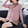New Spring and Autumn Fashion Korean Edition Spliced Fake Two Piece Shirt Collar Top Loose and Versatile Women's Knitted Sweater