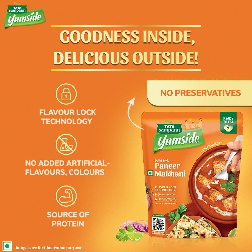 Tata Sampann Yumside Delhi Style Paneer Makhani | Ready To Eat Meal | Heat In 60 Secs I Serves 4 Pax | Pack of 2 | 285g X 2