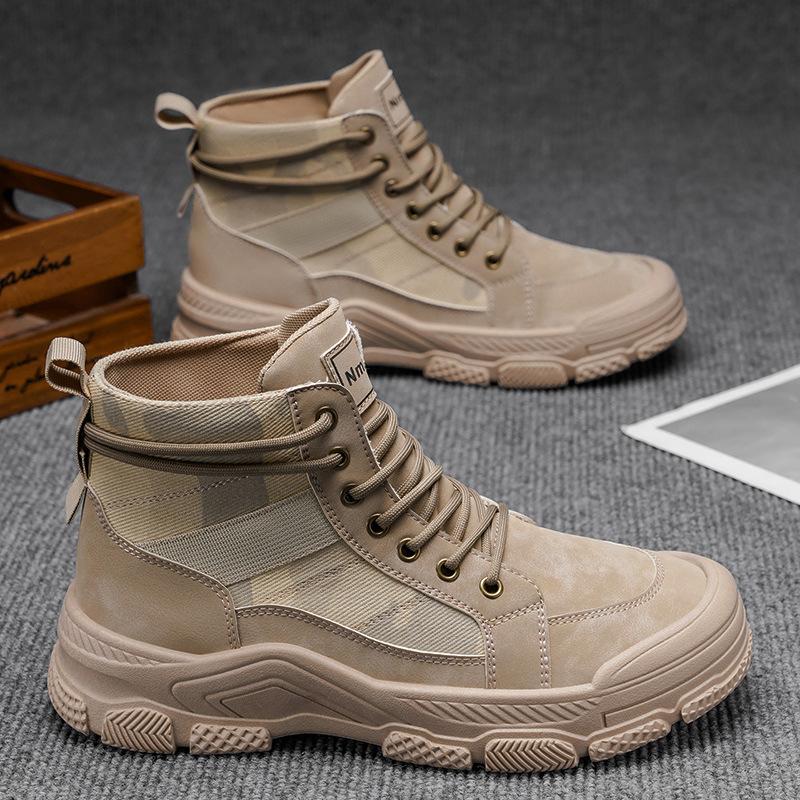 

Fleece winter men s shoes tooling Martin boots camouflage training desert boots snow boots thickened warm high-top cotton shoes 39