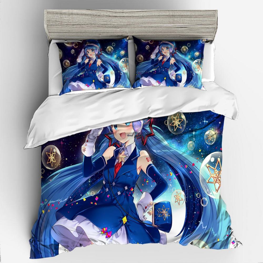 3D Digital Printing Animation Series Hatsune Quilt Cover Three-Piece Set Thickened