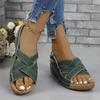Plus Size New Summer Wedge Sandals Platform Buckle Fish Mouth Sandals Solid Color Wedge Sandals