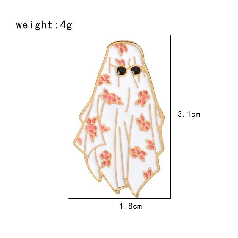 2Pcs Eye Drops Cartoon Brooch Ghost Creative Brooch Creative White Robe Gown Pattern