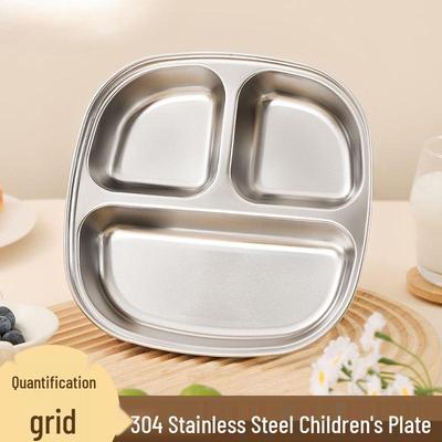 Assiette 3 compartiments en acier inoxydable pour contrôle des portions pour adultes et étudiants