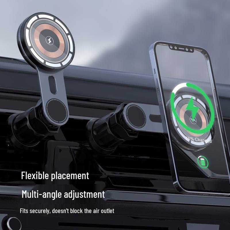 Carregador de Carro Sem Fio Magnético de 15W para Dispositivos Apple