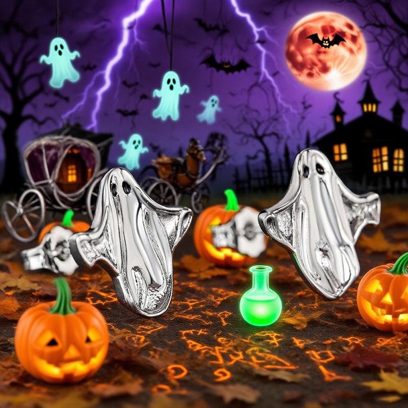 Halloween funny ghost stud earrings girl, minimalist cute fashion accessories TikTok new earrings