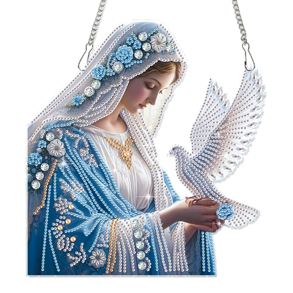 2D Flat DIY Hanging Diamond Art Kits Diamond Painting Set Diamond Art Pendant Single Side Drill Wall Decor for Home & Windows