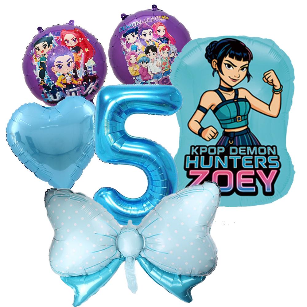 K-pop Demon Hunters Balloons Birthday Party Decoration Number 1-10 Baloon Set Kids Girls Korean Group Globals MIRA RUMI ZOEY Round Sensory Compression