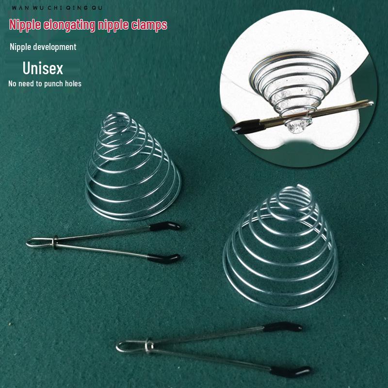 Metal Spring Double Peak Nipple Clamps - Erotic Flirting Toy for Women