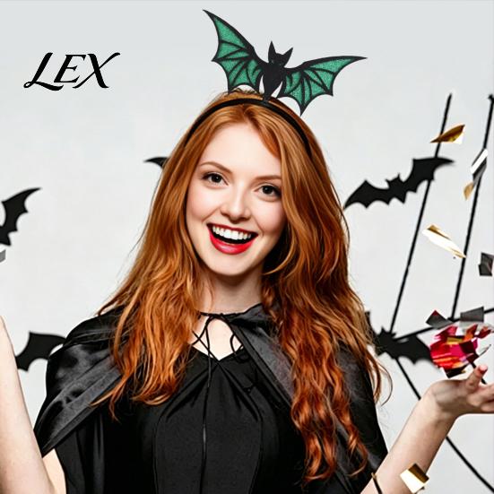 Witch Costume Accessories Halloween Bat Headband, Felt Glitter Hairband Photo Booth Props for Costume, Festival Masquerade Party Prop Non Slip Velvet