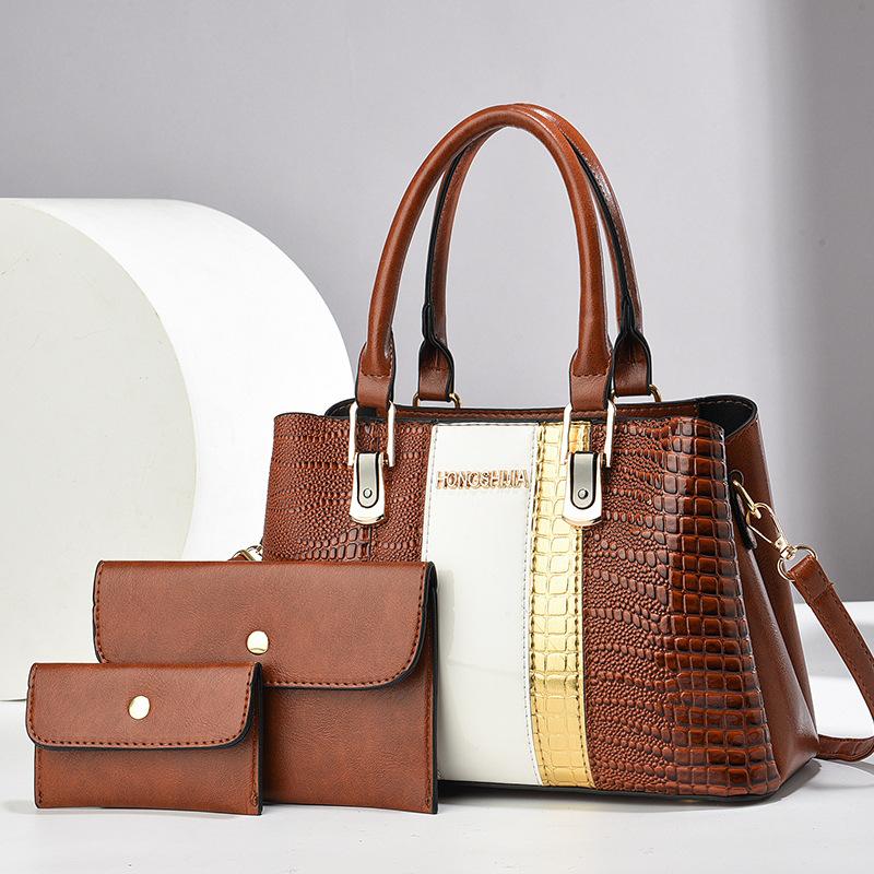 New Fashiable and Versatile Large Capacity Mother Bag for Women One Shoulder Crossbody Bag 3-piece Set Hand Bag Ladies