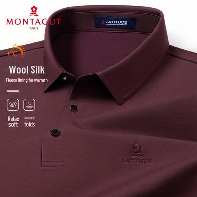 MONTAGUT Men's Lamb Wool Silk Blend Polo Shirt