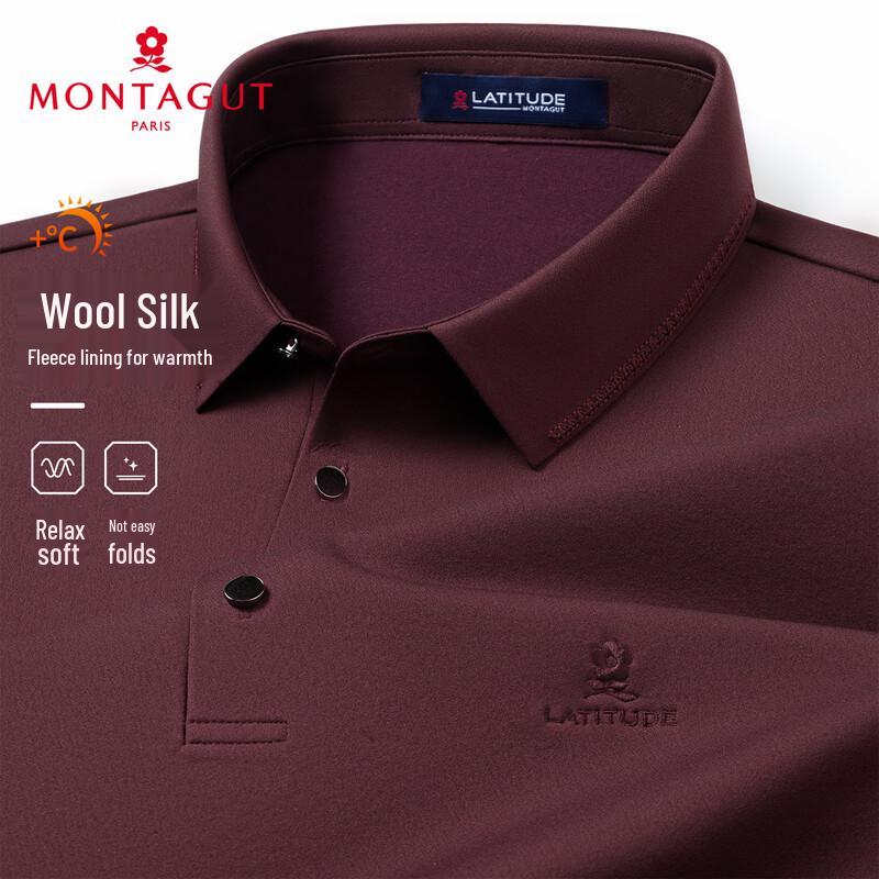 MONTAGUT Men's Lamb Wool Silk Blend Polo Shirt