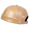 Lässiger Retro-Hut ohne Schirm PU-Leder Unifarbene Melonenmützen Verstellbare Docker-Mütze Unisex
