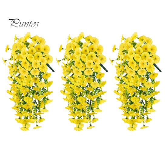

3 шт. подвесной искусственный цветок ипомеи устойчивый к ультрафиолетовому излучению реалистичный искусственный шелковый цветок для свадебной вечеринки в помещении и на открытом воздухе в саду настенный искусственный цветок украшение 3pcs жёлтый