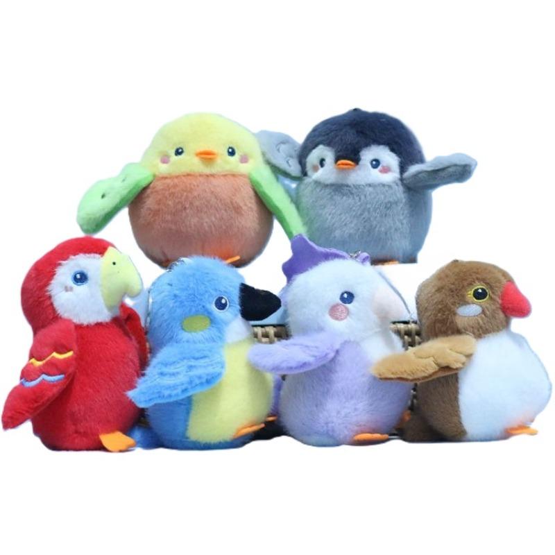 1pc Cute Lifelike Bird Plush Toy Soft Parrot Penguin Stuffed Plushies Keychain Simulation Animals Pendant Gift for Birthday