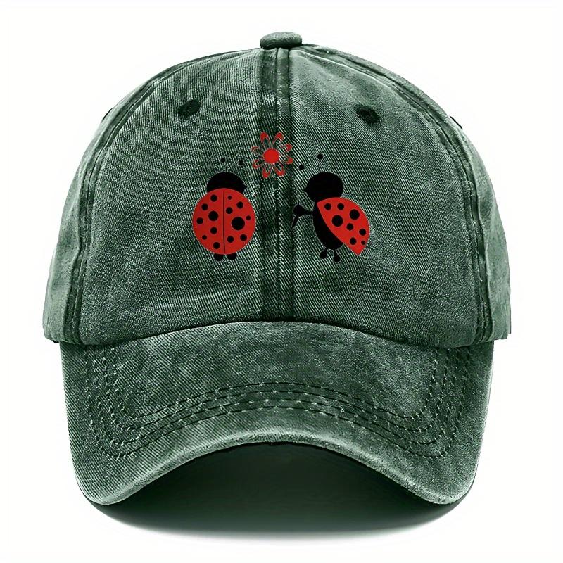 Pc Vintage Cartoon Ladybug Print Baseball Cap Lightweight Adjustable Mixed Colors Hat for Daily Wear Gifts FatherS Day Mo