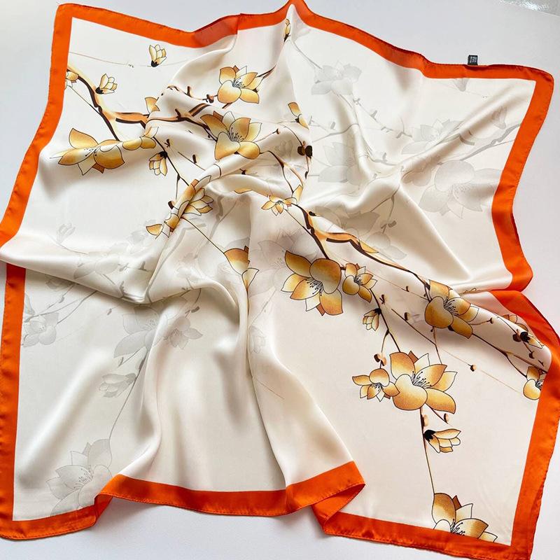 Luxury Design Print Silk Square Scarf Women Soft Satin Horse Hairband Neckerchief Office Hijab Headband Foulard Bag Ribbons Gift