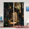 2pcs, 2D FLAT PRINTING Curtains (Without Rod) Enchanted Path Modern Curtains&Drapes Versatile Durable Polyester Curtains
