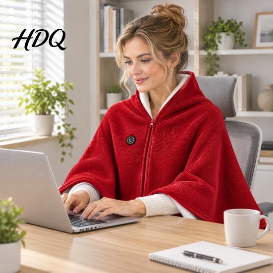 Electric Shoulder Warmer for Travel Heated Shawl Wraps Women USB Wearable Blanket Portable Blanket Adjustable Heat Wrap Home with 3 Settings & Fast