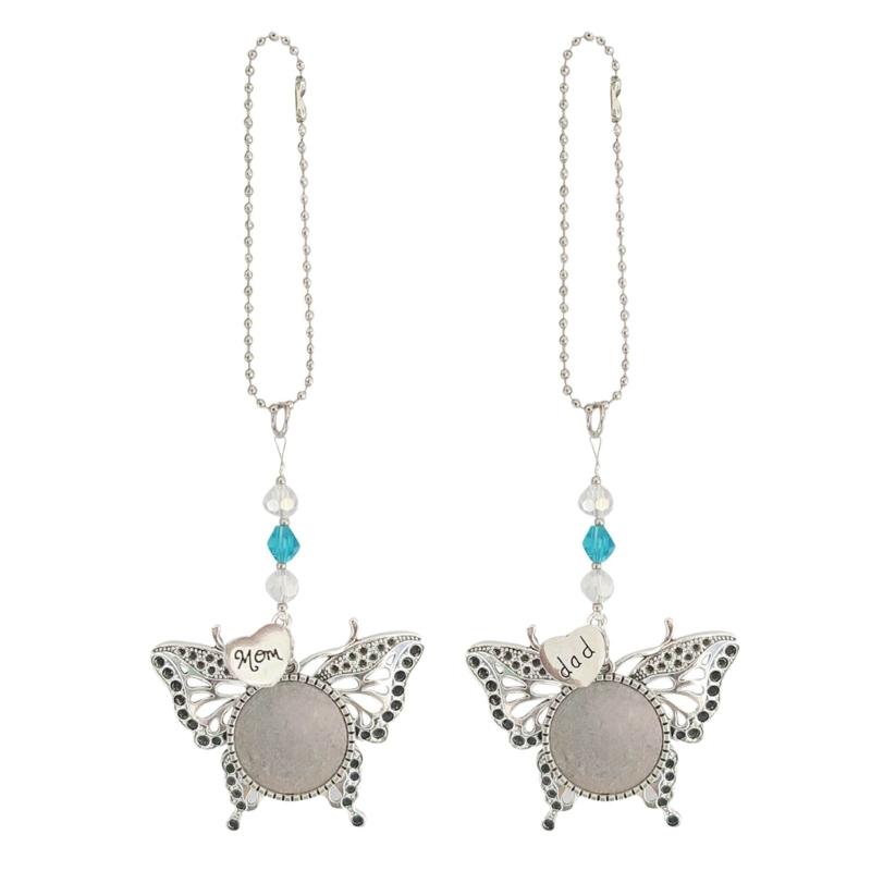 Stylish Silver Butterfly Shaped Car Interior Accessory Sublimation Blank Rearview GlassesPendant Auto Auto Hangings