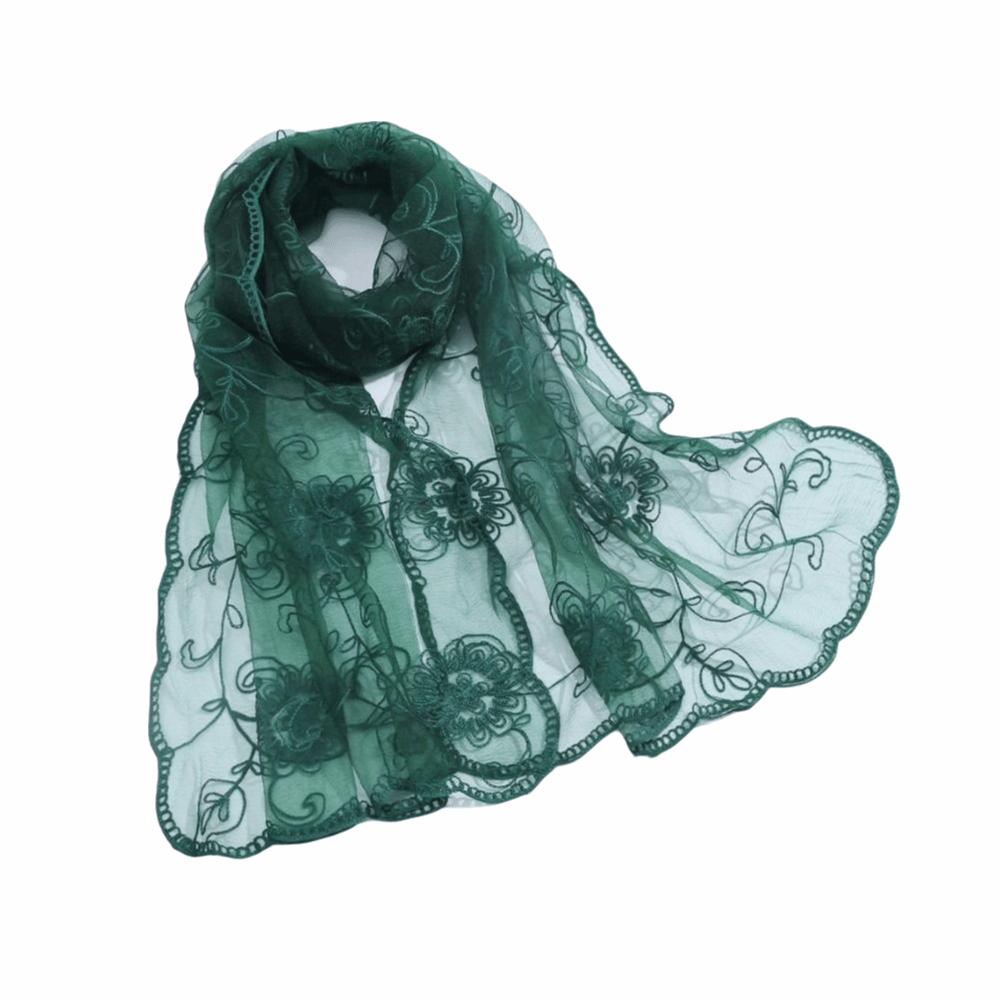 Flower Pattern Retro Scarf Elegant Embroidered Flower Scarf New Lace Scarf  Casual Wear