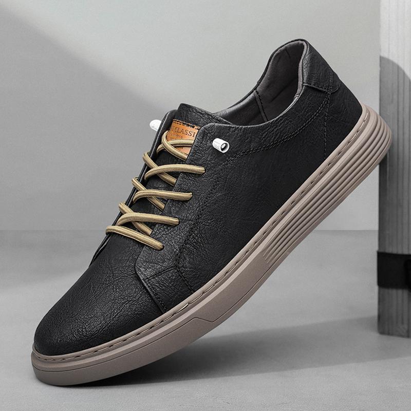 Italian Mens Shoes Genuine Leather Comfortable Casual Shoes Classic Lace Up Business Shoes New Office Dress Walking Men Sneakers