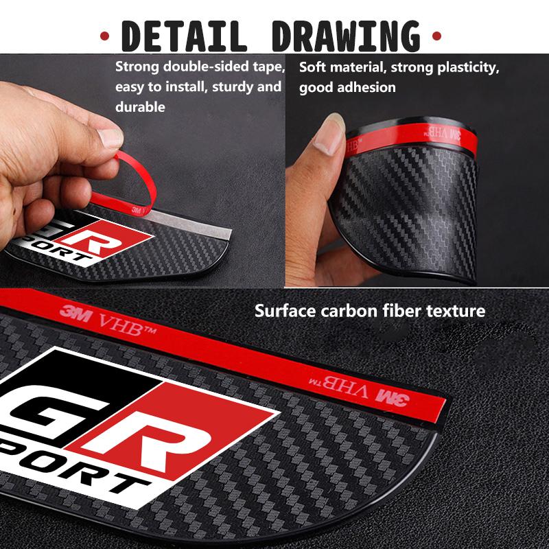 2PCS Car Rearview Mirror Rain Eyebrow Sticker Auto Accessories For Toyota GRsport Yaris Corolla Rav4 CHR Auris Cruiser