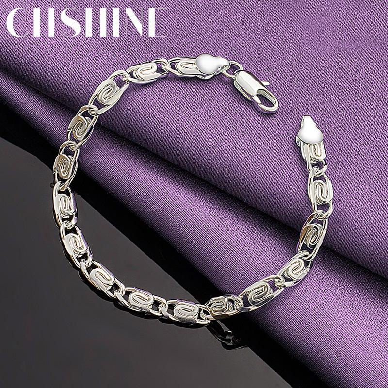 CHSHINE 925 Sterling Silver Men Geometry Bracelet For Women Wedding Party Fashion Charm Jewelry