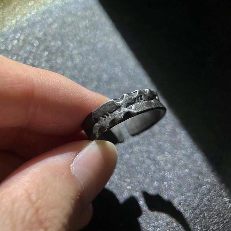 Antique Native American Vintage Motifs Ring Gothic Adjustable Open Ring For Men&Women Handmade Alloy Jewelry Accessories Gift